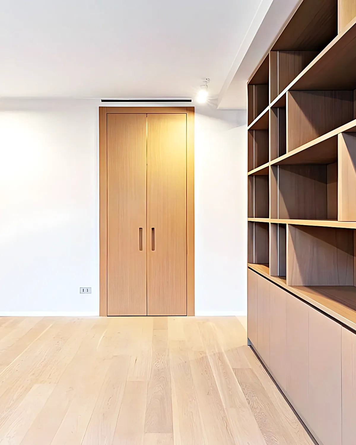 Floor-to-ceiling fitted bookcase with wooden doors in an Aragai home, Vilanova